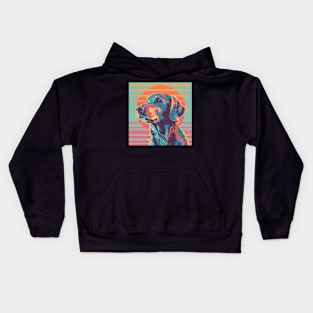 Retro Flat-coated Retriever: Pastel Pup Revival Kids Hoodie